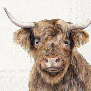 Farm Highland Cattle Cream Paper Napkin