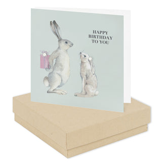 Boxed Hares Birthday Earring Card