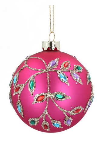 Matt Fuchsia Jewel Branch Bauble