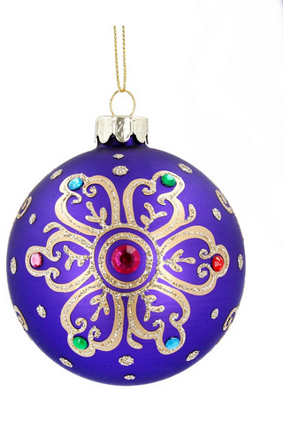 Matt Purple Jewel Flower Bauble