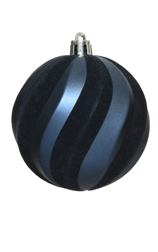 Night Blue Swirl Line Glass Bauble
