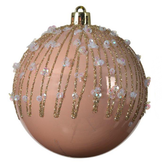Pearl Stripe Pink Clay Shatterproof Bauble