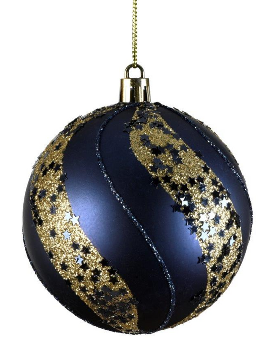 Night Blue Star Swirl Matt Shatterproof Bauble