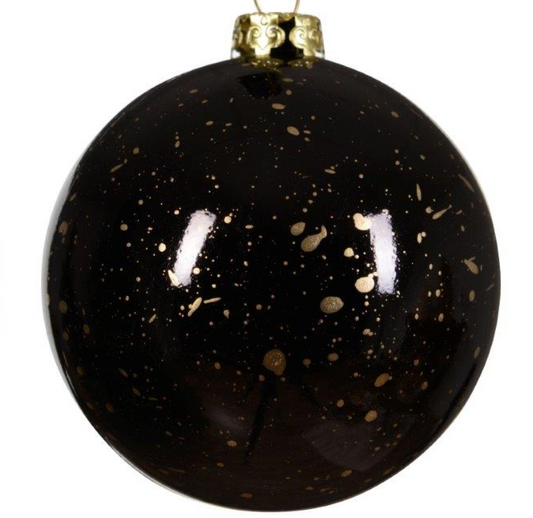 Midnight Black with Gold Speckle Gloss Bauble 