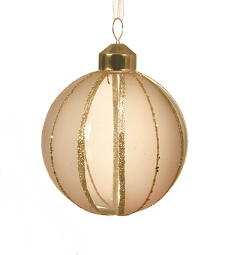 Glitter Stripe Pearl Glass Bauble