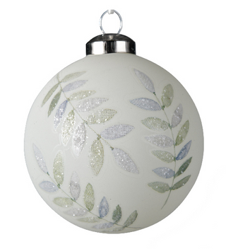 Frosted Leaves Glass Bauble