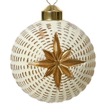 Carved Star Gold Enamel Bauble