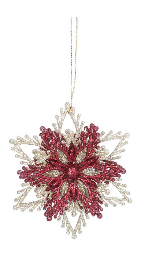Burgundy Layered Snowflake Decoration