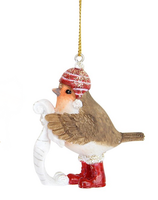 Robin with List Hanging Decoration