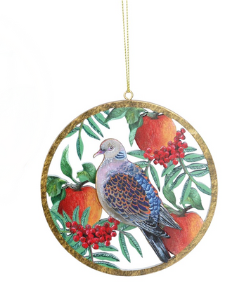 Dove Fretwork Wood Disc Hanging Decoration