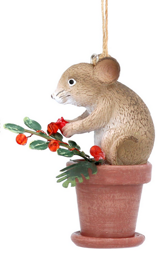 Resin Mouse on Pot Hanging Decoration