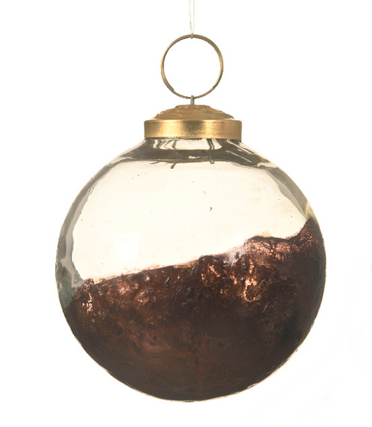 Metallic Foil Walnut Glass Bauble