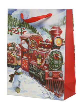 Santa in Train Large Gift Bag 