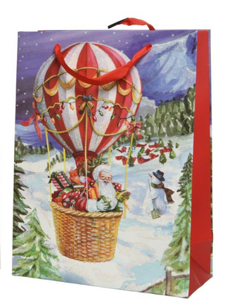 Santa in Hot Air Ballon Large Gift Bag 