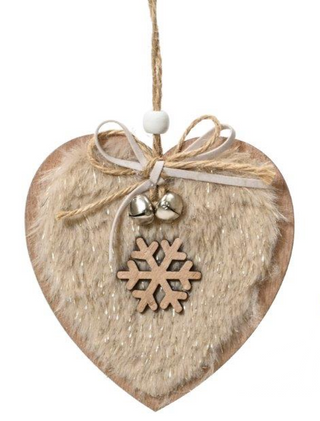 Glitter Heart Beige Tree Decoration