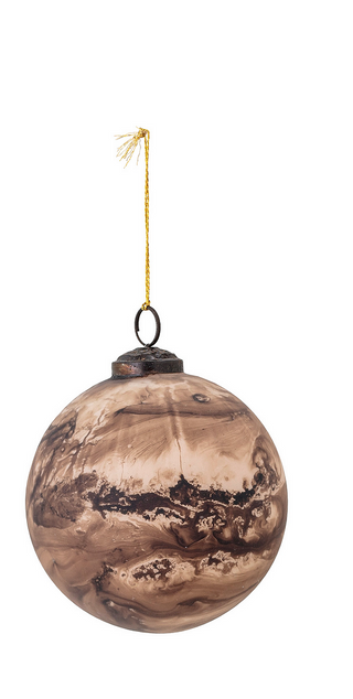 Brown Marble Glass Bauble 10cm