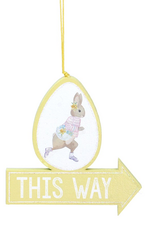 Bunny Egg Arrow Hunt Wooden Decoration Yellow