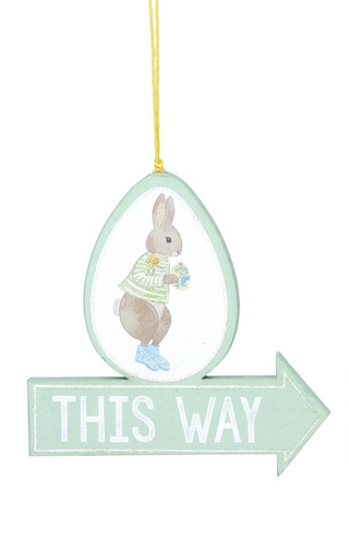 Bunny Egg Arrow Hunt Wooden Decoration Green