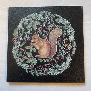 Slate Wreath Coaster Squirrel