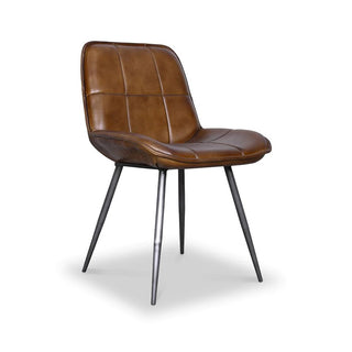 Fergus Leather Dining Chair Dark Brown