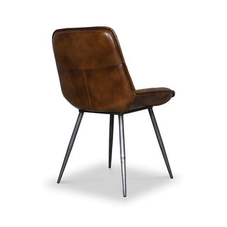 Fergus Leather Dining Chair Dark Brown