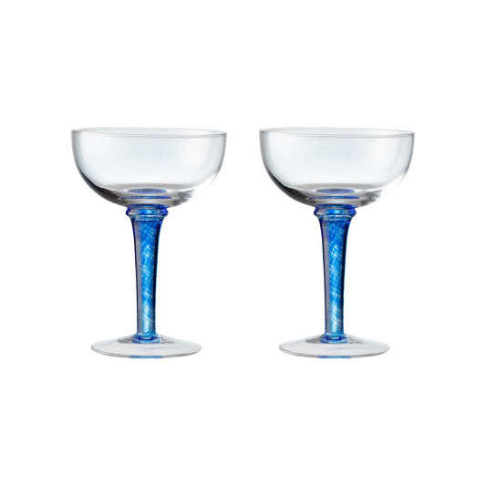 Classic Blue Champagne Saucers Set of 2