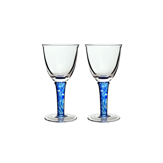 Classic Blue Red Wine Glasses Set of 2