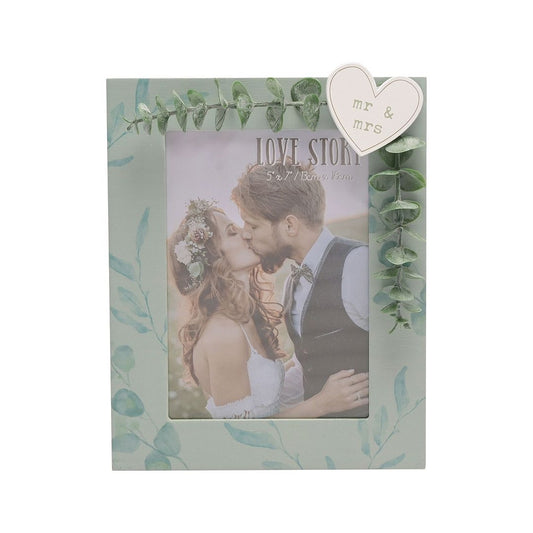 Mr & Mrs Green Frame with Leaves 5" x 7"